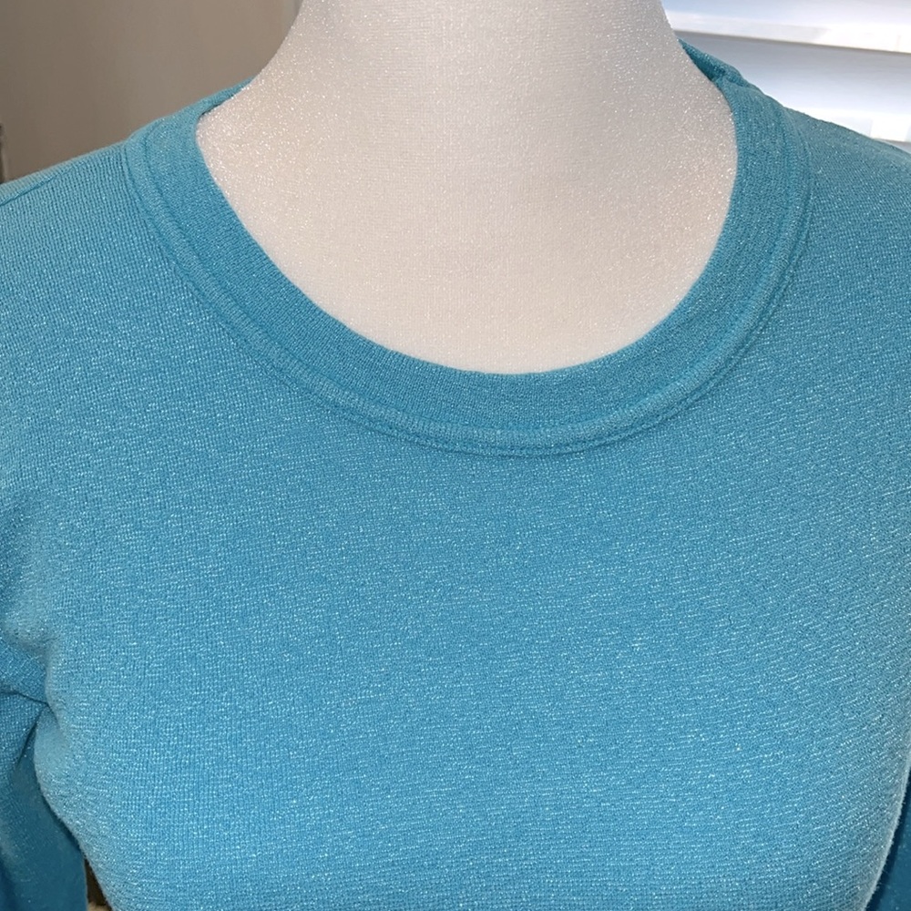 Michael Stars Elsa blue 3/4 sleeve pullover crewneck shirt one size fits all - Picture 2 of 9
